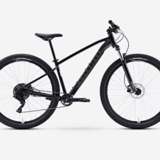 Mountain bike muscolare Rockrider nera a noleggio al Museo PARC di Genoni